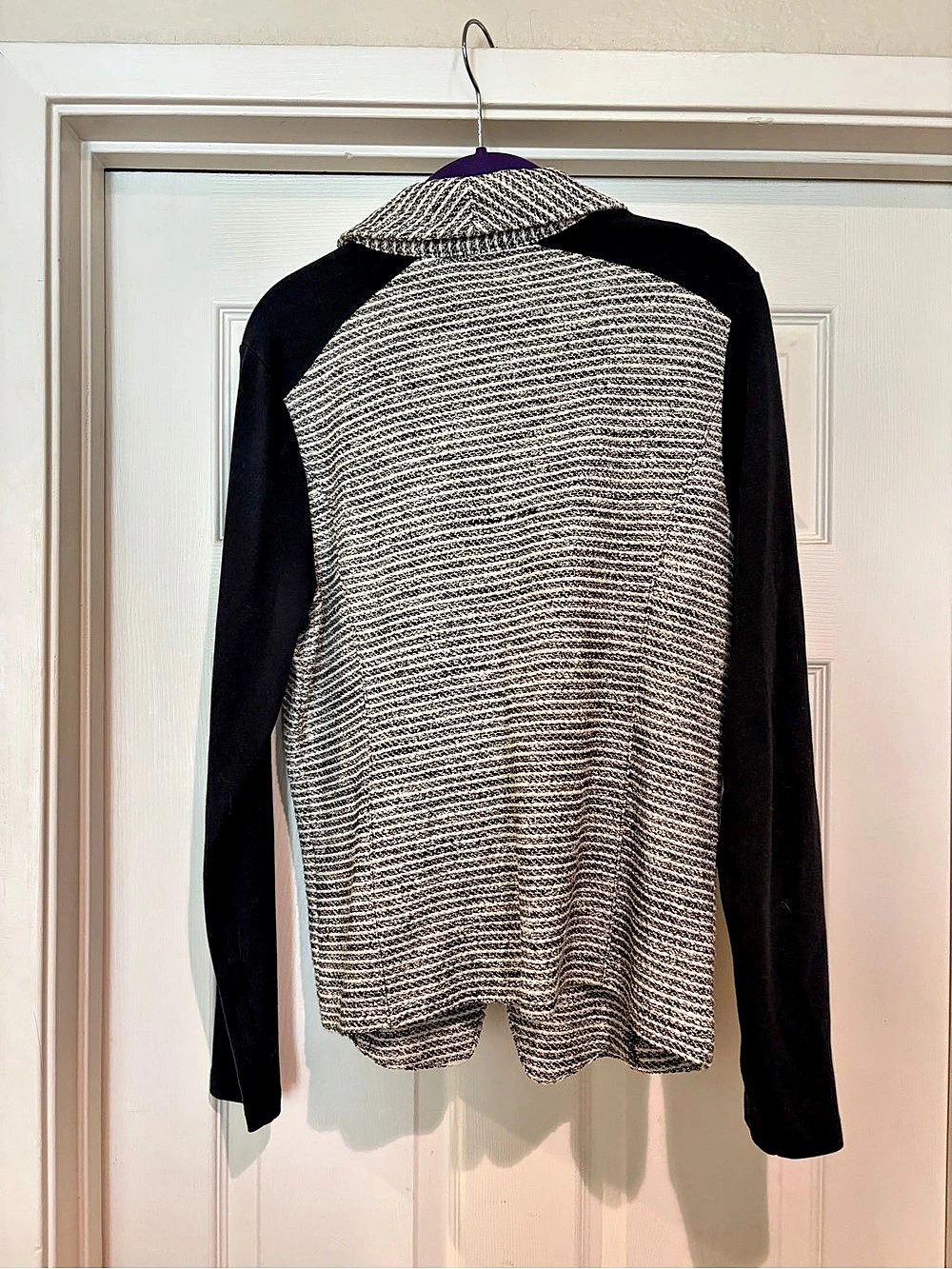 Halogen Striped Open Front Cardigan in Black & White Like New - Picture 4 of 5